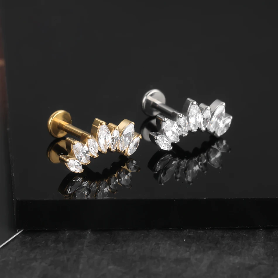 1 Stück G23 Titan Ohr Tragus Ohrstecker Innengewinde CZ Kristall Labret Ring Knorpel Helix Piercing Körperschmuck 16G – Detail 24
