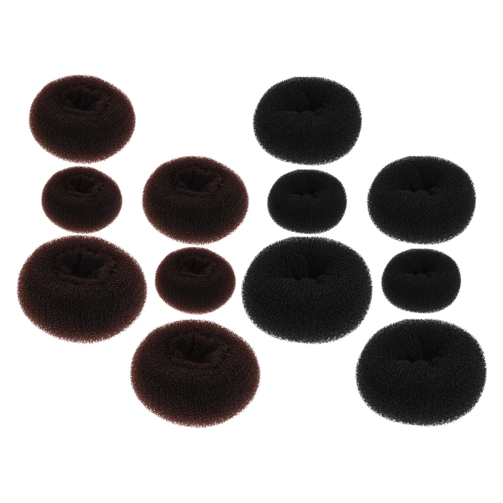 

12pcs Hair Donut For Women: Medium Large Extra-Large Bun Maker Rings Black Brown Easy Styling Ballet Hair Bun Shaper Tool