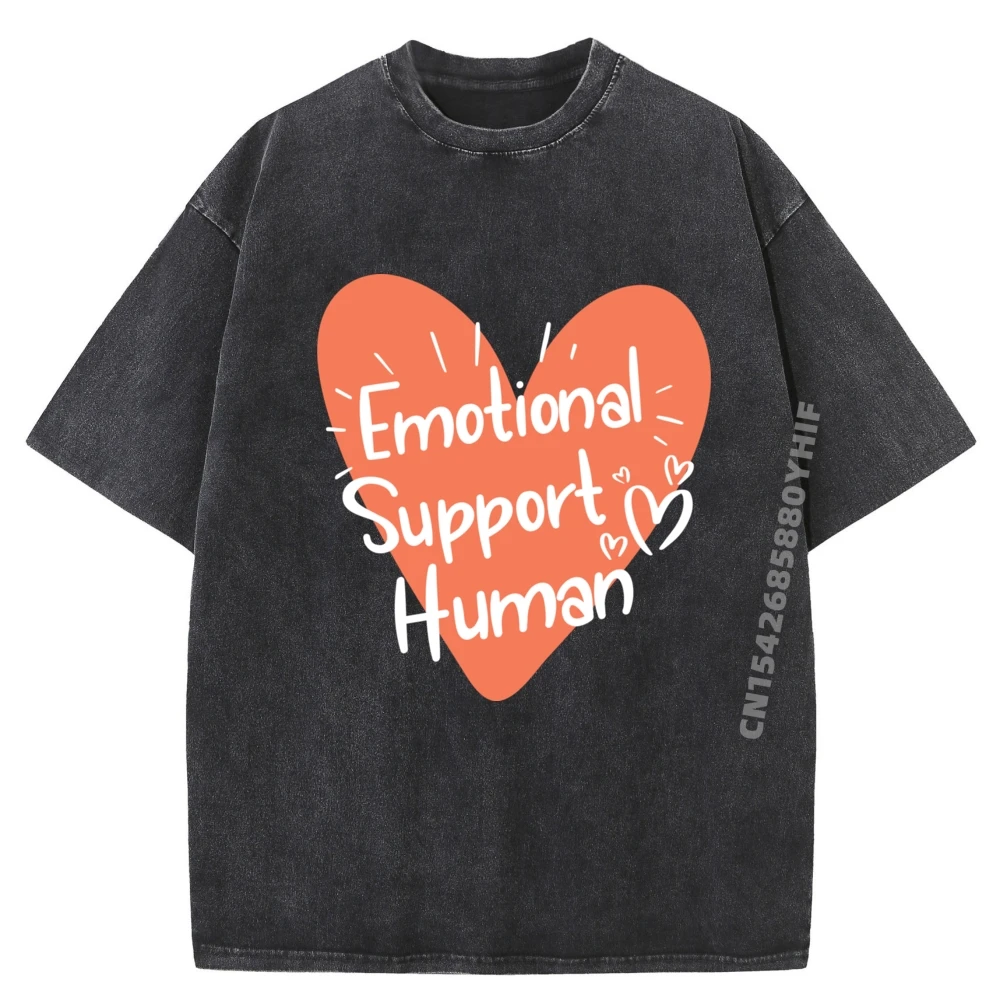 

Comfortable Women's Short Sleeve Emotional Support T-shirts Women Classic Tops Tees Retro Printing Mens Trend Washed Shirt
