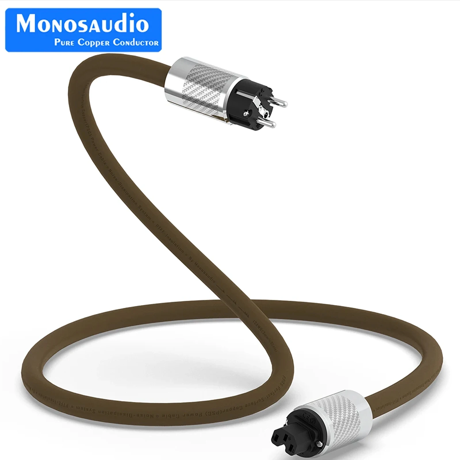 

Monosaudio P905 High Quality AC Power Cord OCC Copper Power Cable with Rhodium Plated EU Plug Speakers/AMP AC Power Cable 3.0Sq