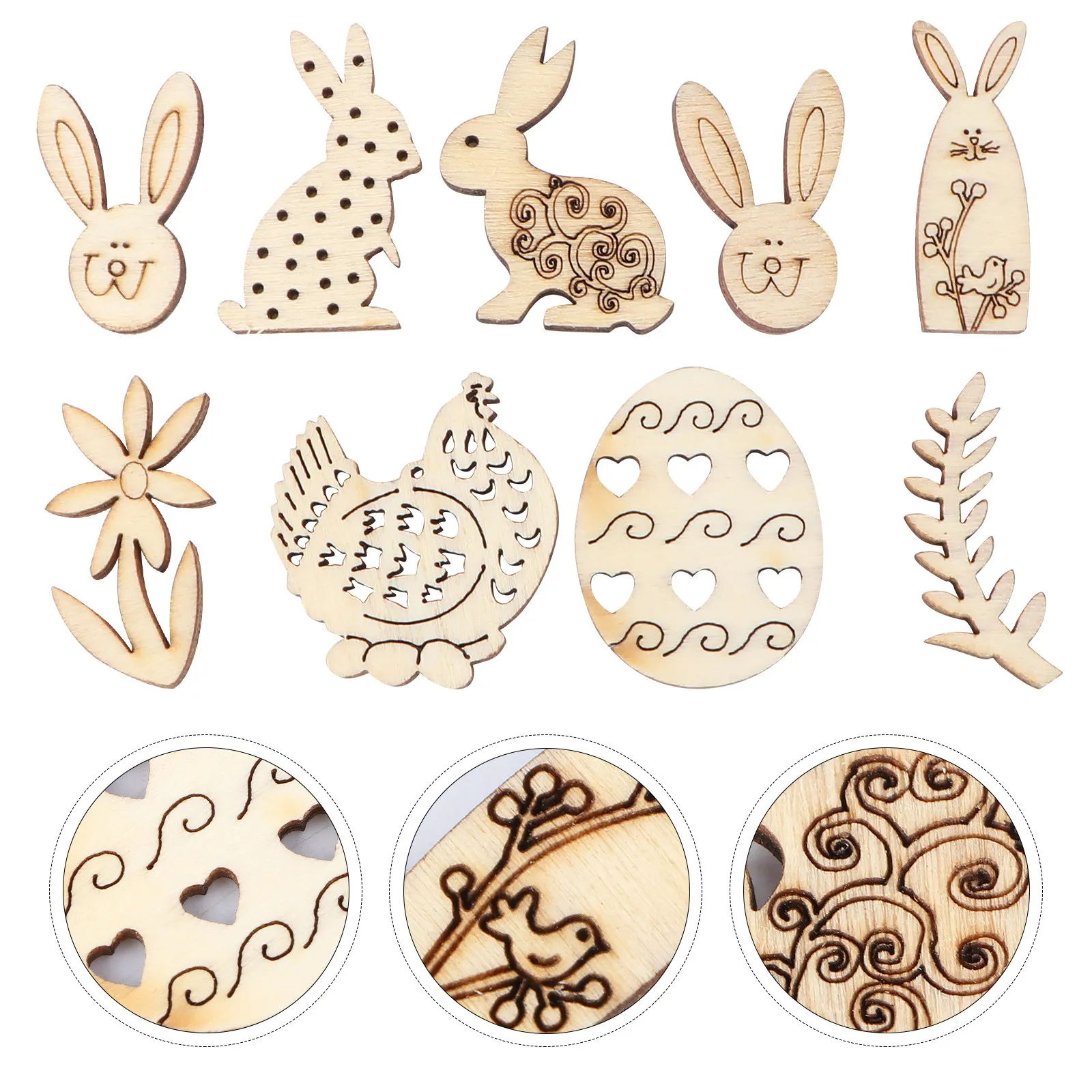 

Egg Wooden Slices Rabbit Shape Holiday naments Craft Supplies Sewing Accessories Easter Decorations Wooden Pieces