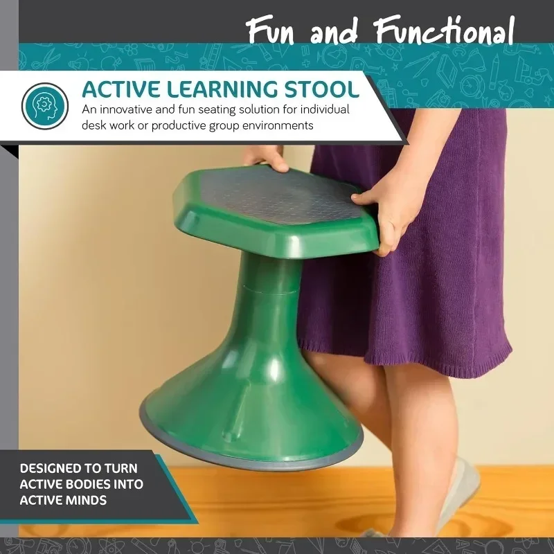 Backless Wobble Stool 18" Black - Active Learning Chair for Office Desk & Classroom, Ergonomic Rocking Motion Seat