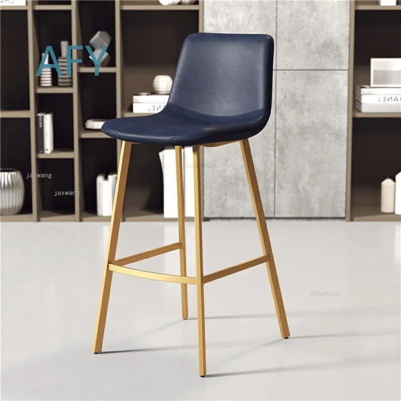 Nordic Iron Bar Chairs for Kitchen Simple Bar Stool Furniture European High Stool Leisure Cafe Backrest Bar Chair for Home