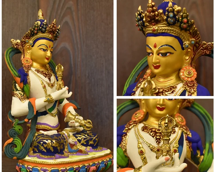 Imagem -02 - Pintado Vajrasattva Mahasattva Cobre Buda Estátua Alto Grau Segurança Eficaz Buda Tailândia Cor Upscale