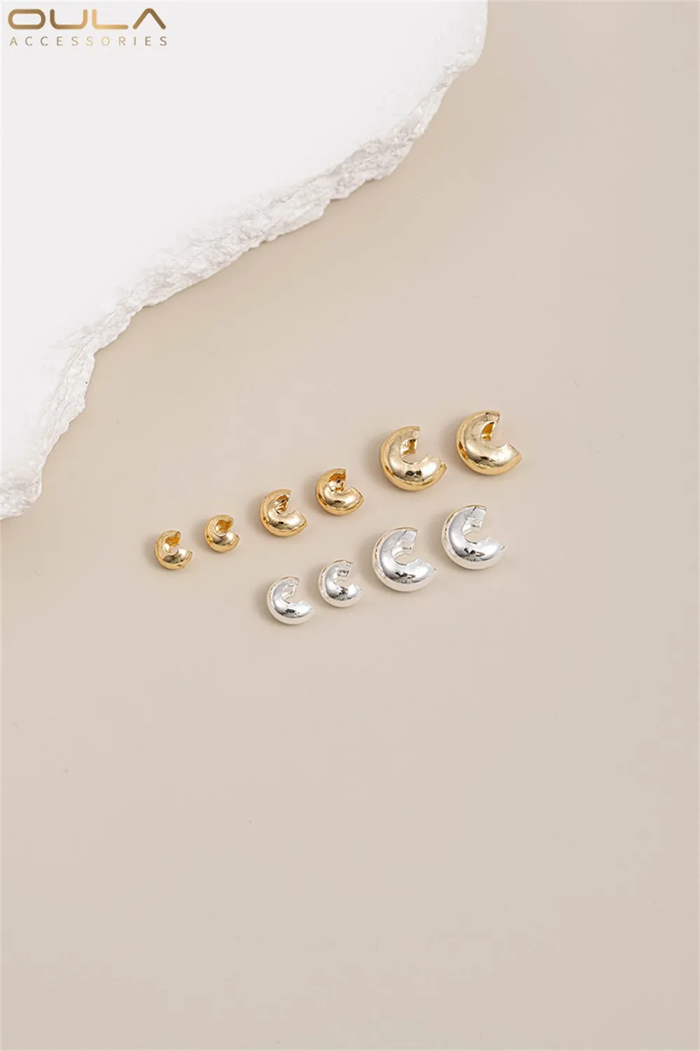 

14K Gold-plated Accessories Half-moon Buckle Crescent Buckle Bracelet Positioning Beads End Buckle Diy Handmade Materials