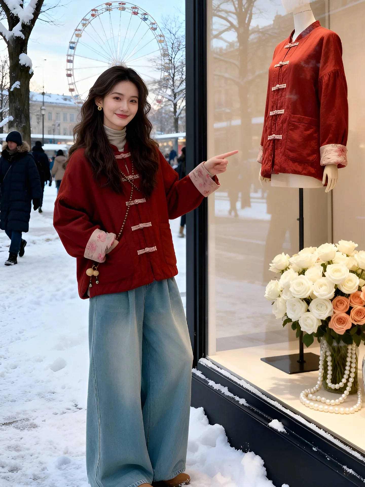 

Модная двусторонняя теплая хлопковая куртка в новом китайском стиле с принтом, трендовый дизайн для повседневной носки, свободный крой, длинный рукав