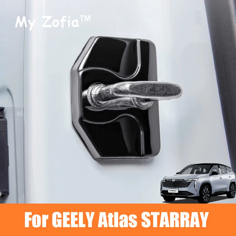 

For Geely Starray Atlas 2024 2025 Car Door Stainless Steel Silica gel Lock Buckle Cover Latch Protect Accessories