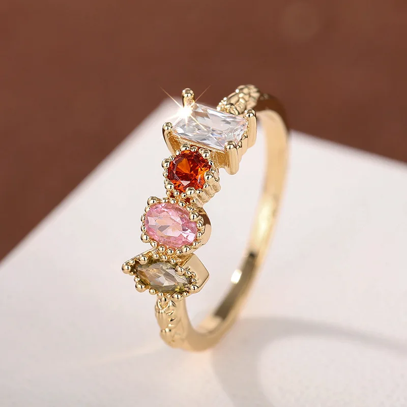 

Classic Dazzling Ring Fashionable Gorgeous Texture Ring Exquisite Workmanship Stackable Ring Jewelry for Women