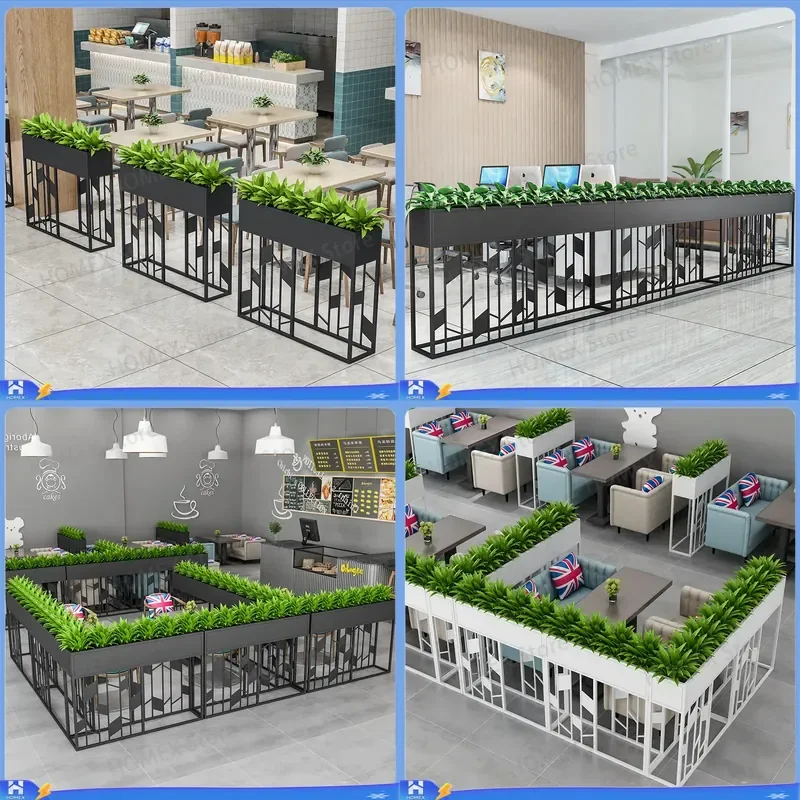 Industrial Wrought Iron Room Divider Shelf Office Partition Screen Plant Stand Wall Mounted Flower Rack Restaurant Decor
