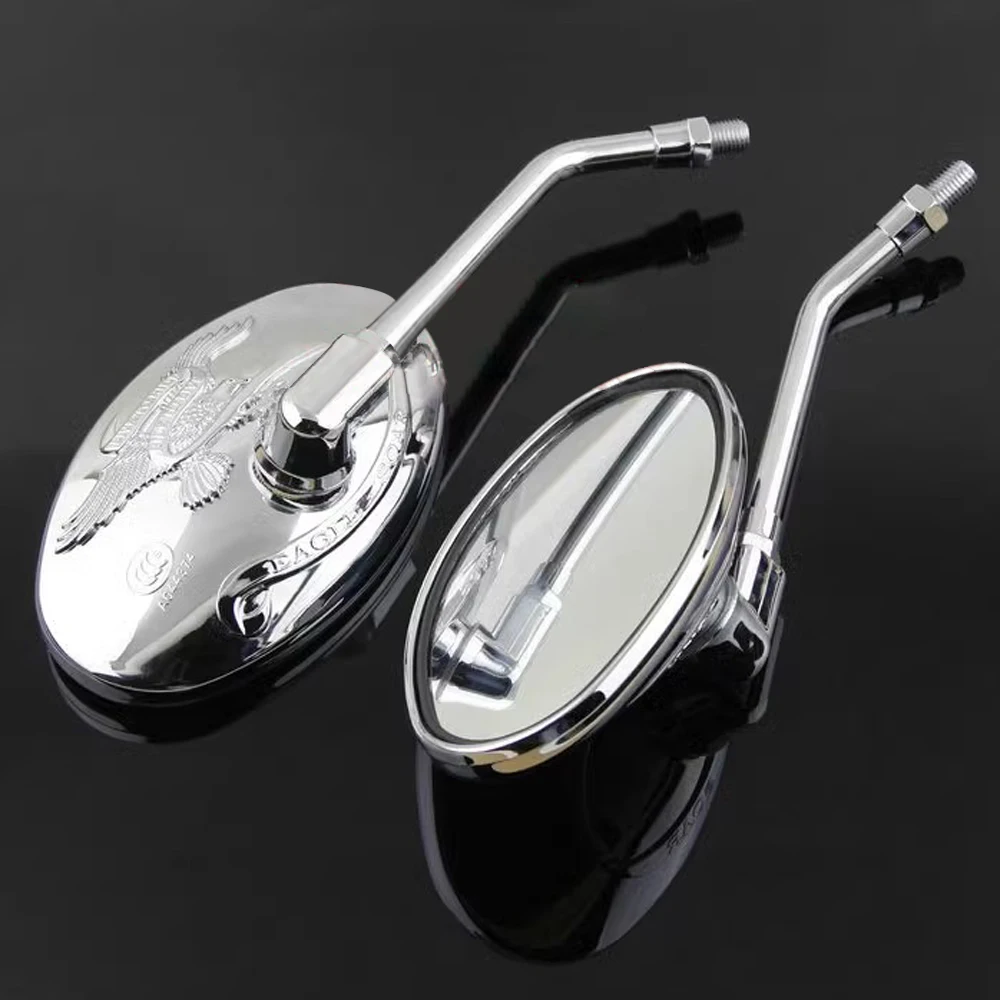 Universal Motorcycle Mirror Chrome Oval Motorcycle Rear View Side