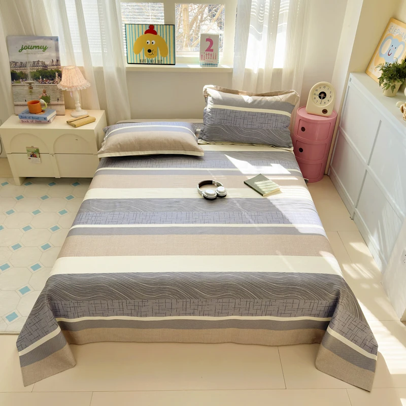 100% Cotton Bed Sheet Plant Flowers Printed Single Double Top King Sheets Pure Cotton Single Size Kids Bed Linen (No Pillowcase)