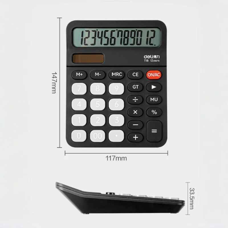 12-cijferige desktoprekenmachine met grote knoppen Groot scherm Zonne-energie Student Boekhouding Financiën en commerciële rekenmachine