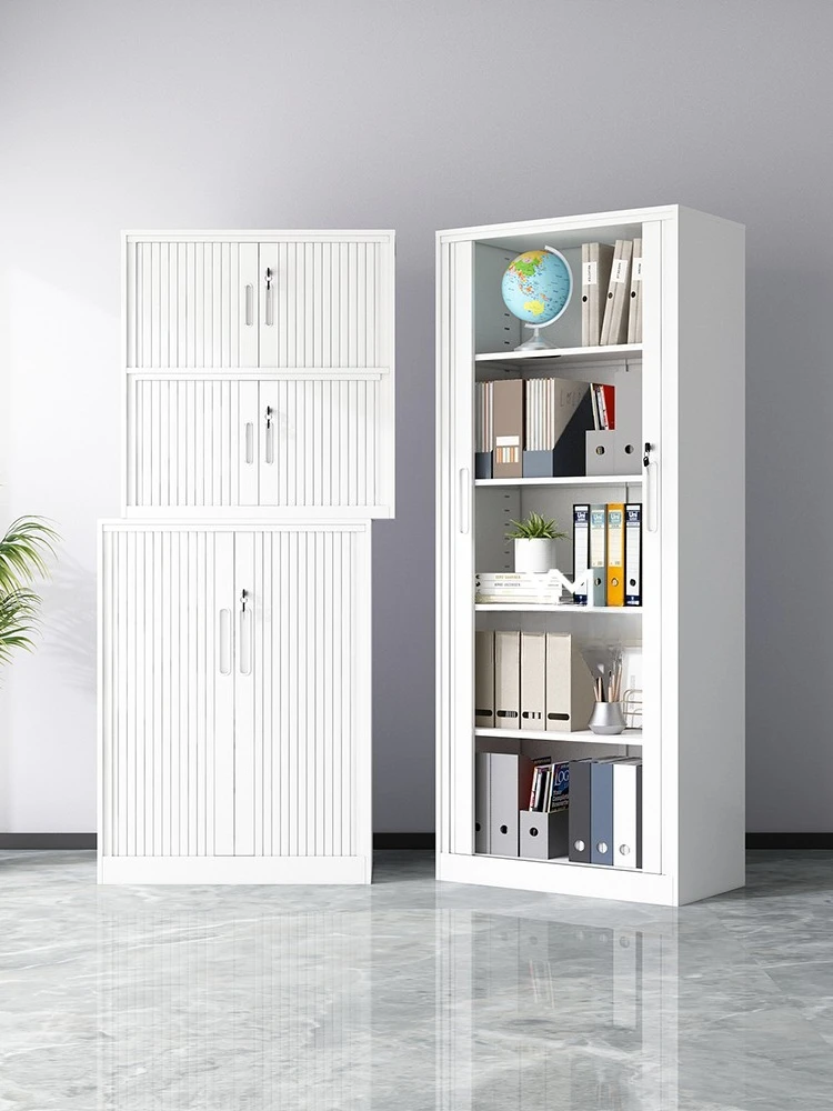Office Iron File Cabinet Sliding Roller Door Low Cabinet Financial Information Certificate Cabinet Iron Locker Tool Cabinet