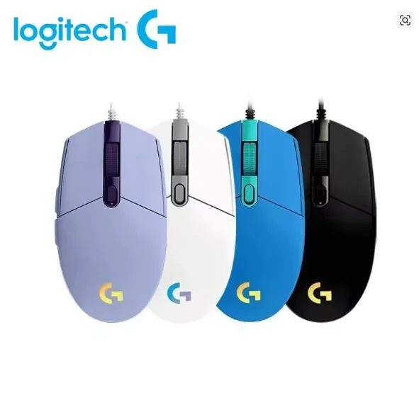لوجيتك G102 ماوس ألعاب سلكي مريح ماوس بصري 8000 ديسيبل متوحد الخواص LED تخصيص 6 أزرار لملحقات ألعاب الكمبيوتر