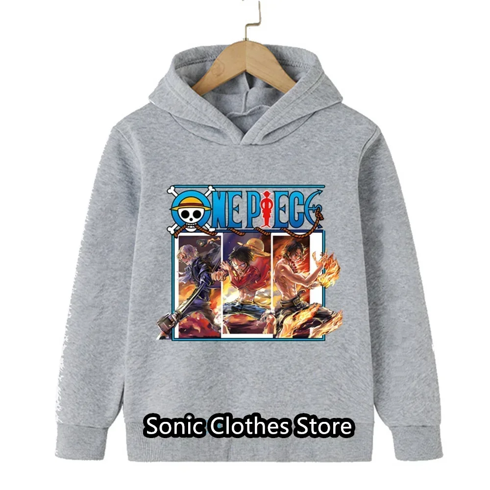 

One Piece Hoodie For Kids Boys Sweatshirt Anime Luffy Hooded Kids Coat Baby Girls Clothing Sudaderas Autumn Warm Sweater