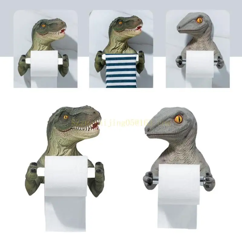 

3D Dinosaur Roll Paper Holder Wall-mounted Toilet Paper Rack Tyrannosaurus Decor,Tyrannosaurus Themed Bathroom Accessory & Decor