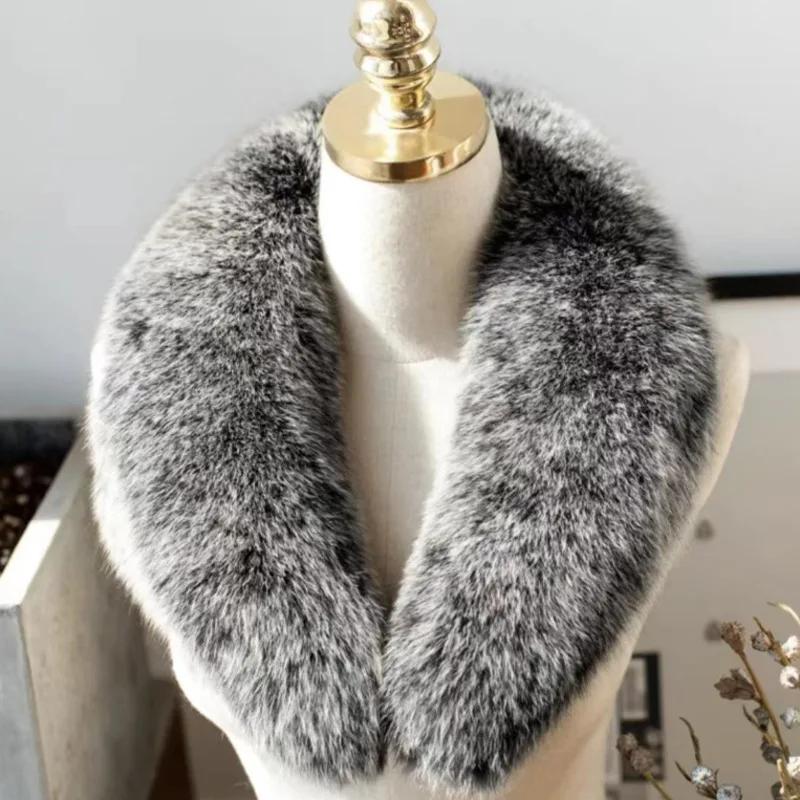 Red Fox Fur Collar Women Winter Thickened Fur Collar Scarf Silver Fox Fur Collar Neck Keep Warm Scarf Winter Black Fur Scarves