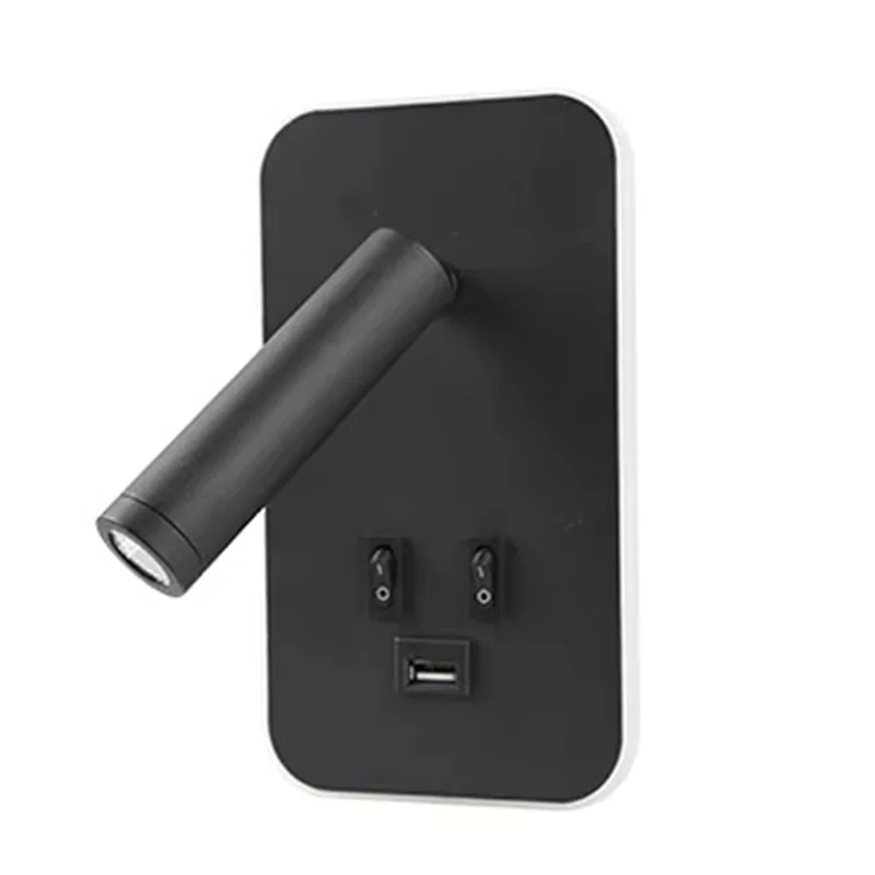 ABKO-مصباح حائط بجانب السرير مع مفتاح USB ومنفذ مثبت على الحائط وأضواء كشاف LED وخزانة إضاءة جدارية