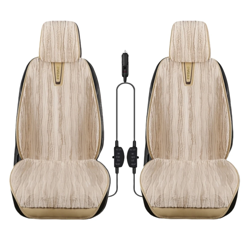 

2PCS Universal Heated Seat Cushion Winter Plush Car Seat Cover 12v Car Heating Seat Protector for Driver & Passenger