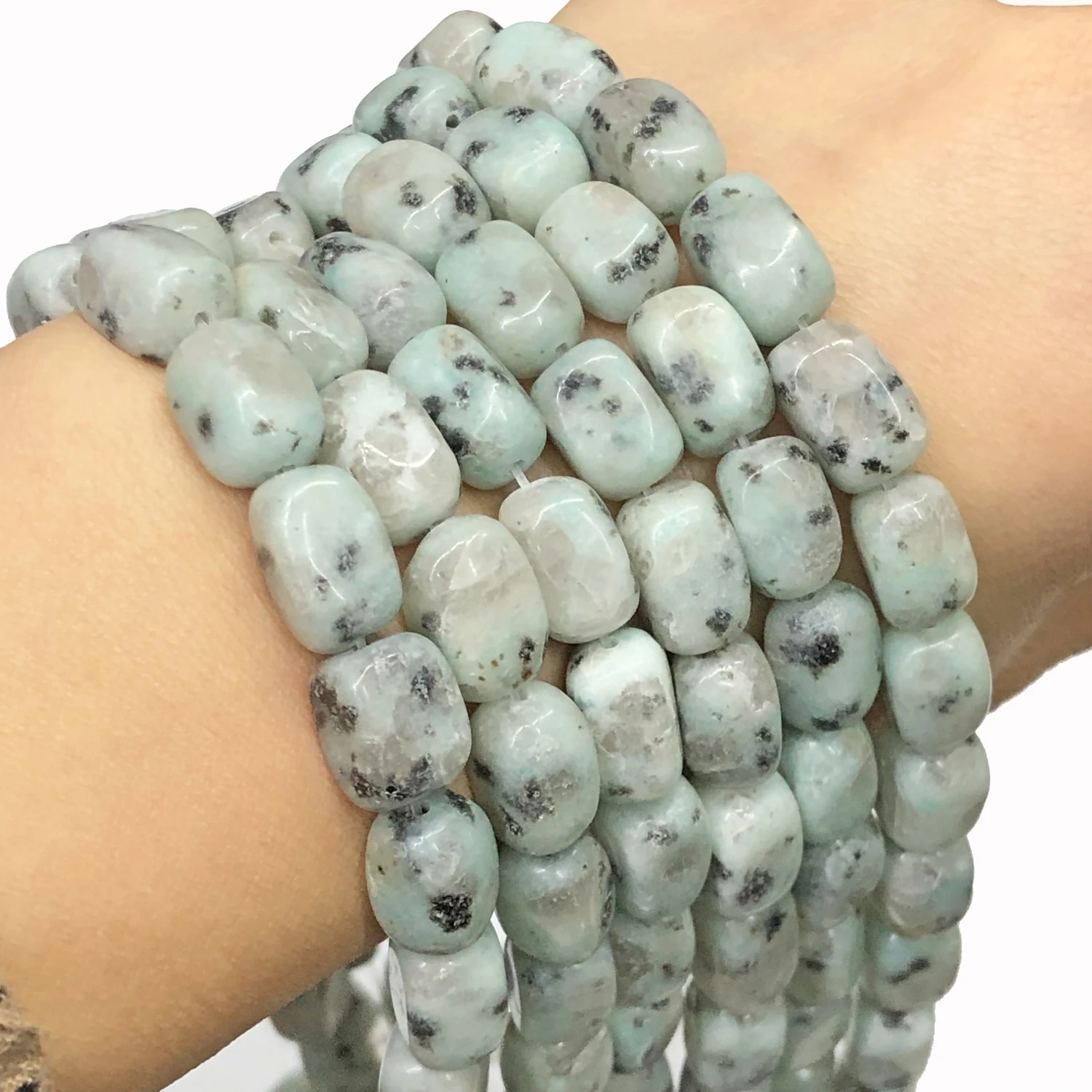 Natural Tianshan Blue Dot Jaspers Stone 8x12mm Square Loose Spacer Beads For Jewelry Making Diy Bracelet Necklace Accessories