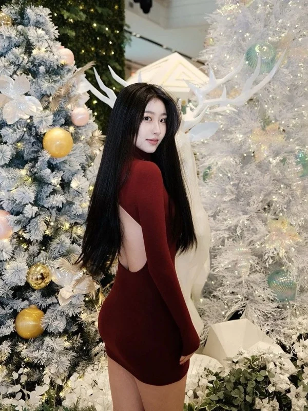 

Cisas Винно-красный халат Dr Женская осенне-зимняя юбка Pure Desire Cross Year с высоким воротником Bal ort