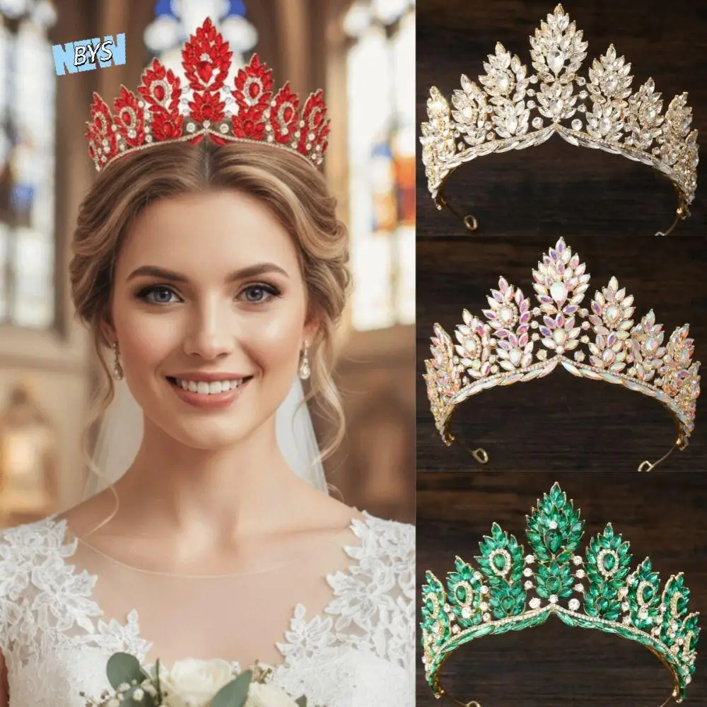 

Trendy Luxury Baroque Queen Tiaras Sparkling Dazzling Bridal Headwear Elegant Vintage Alloy Princess Crown Pageant Events