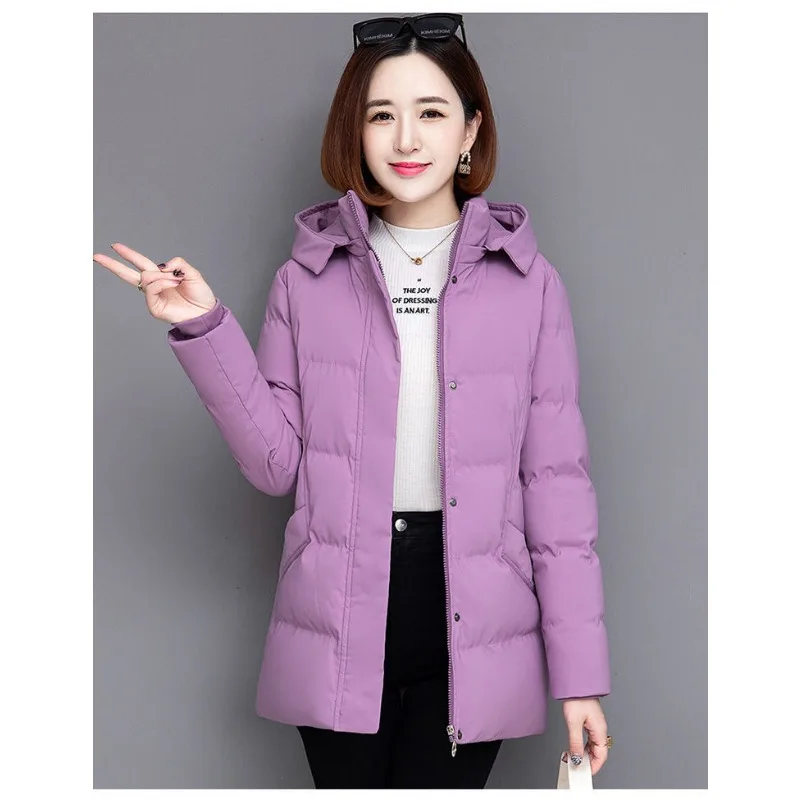 2023 New Women Cotton Coat Winter Jacket Female Mid Length Version Thick Parkas Loose Large Size Thin Outwear Hooded Overcoat