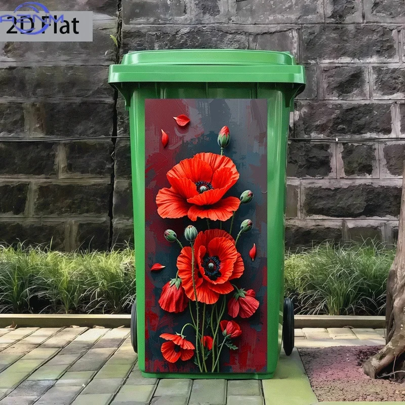 2D Flat Printing 1pc Trash Can Sticker 37×82cm 