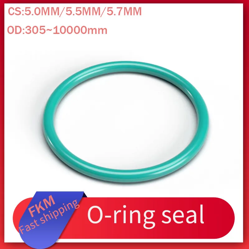 FKM CS 5.0/5.5/5.7 مم، OD305-1000 مم حلقة دائرية مطاطية، حشية حلقة إغلاق مقاومة للحرارة العالية والتآكل
