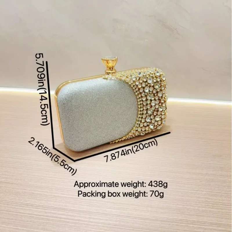 New socialite party diamond studded evening gown and banquet handbag