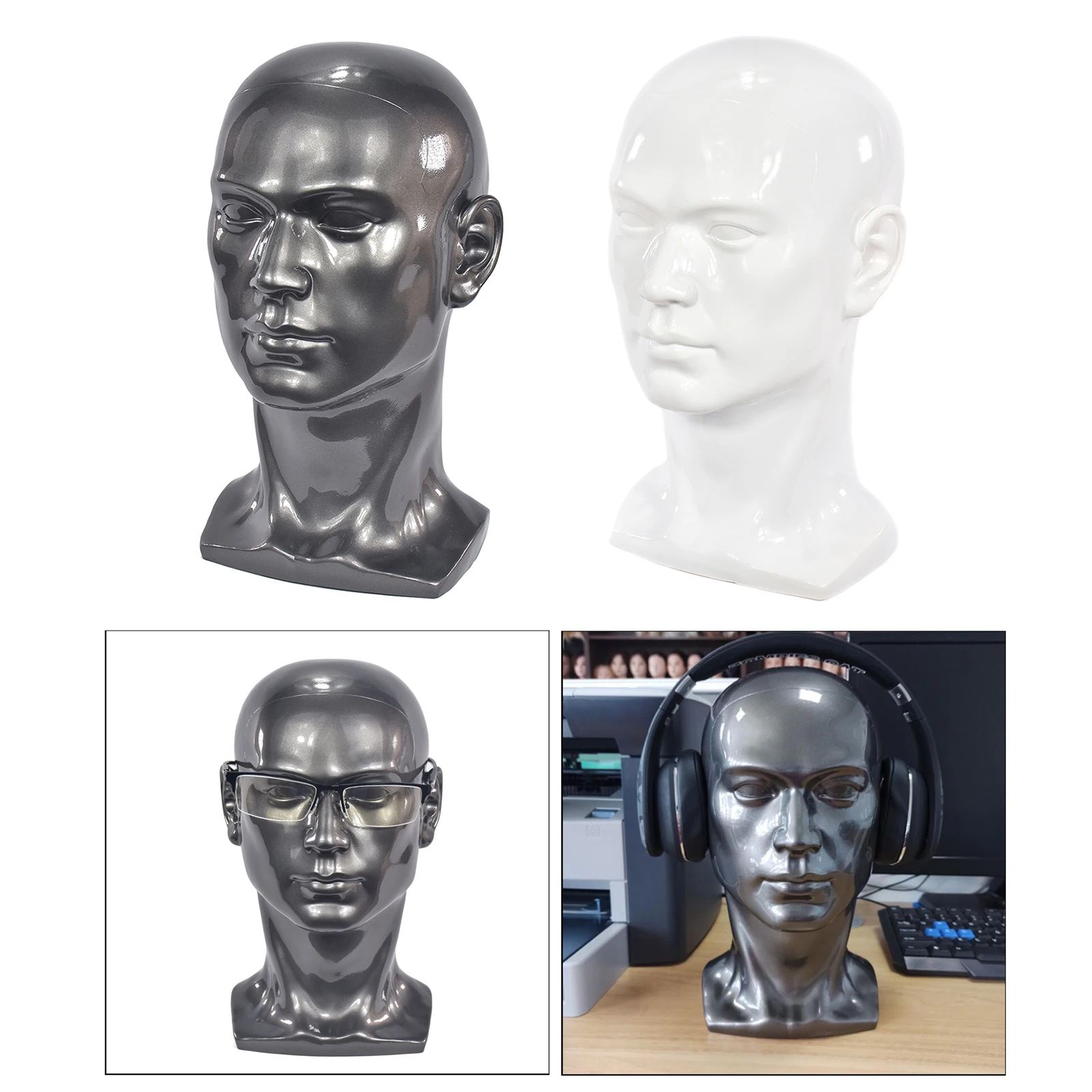 Plastic PVC Head Male Wig Head for Hat Sunglasset Headphone Display Manikin Head