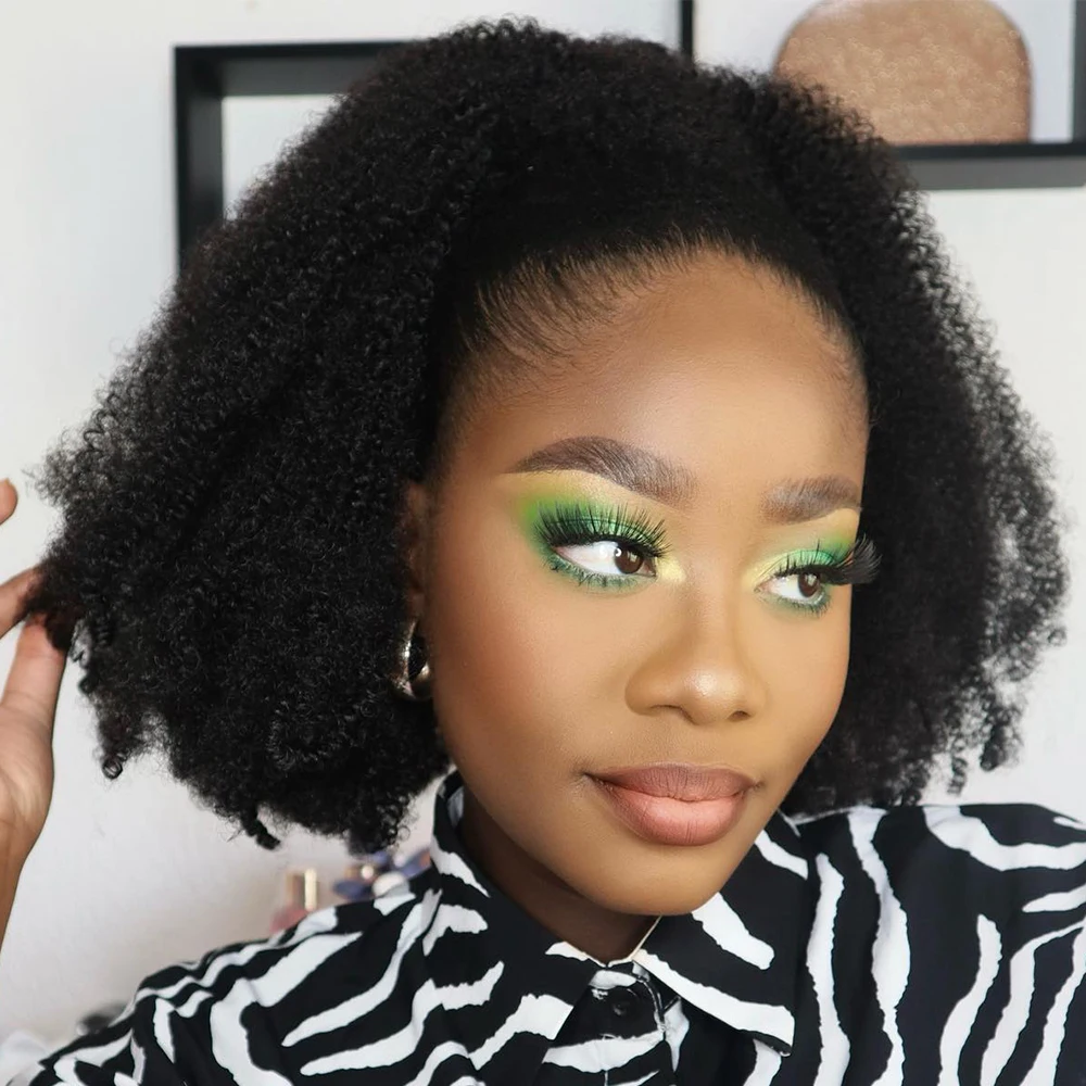 

Афро-кудрявый хвост на шнурке, человеческие волосы, бразильские волосы на заколке, натуральные черные волосы Remy, 100-150 г