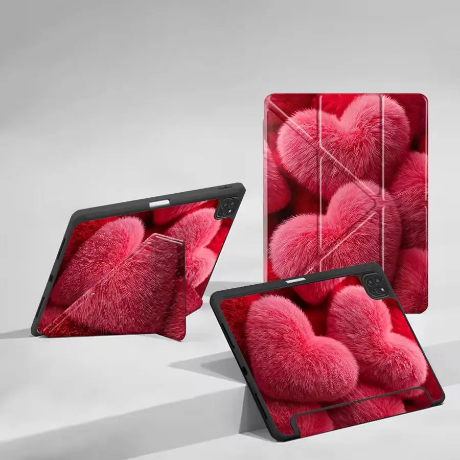 Macaron-colored Heart Shape Holder Cover Tablet Case For iPad Mini 6 7 Pro 11th 10th 9th 8th 7th 12.9inch Air 4 5 M3 M2 1 2 M4