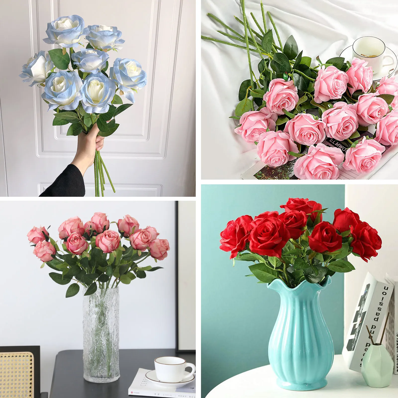 100pcs Artificial Flower Stem Green Diy Floral Stems For Rose Carnation Sunflower Arrangement Craft Wedding Home Party