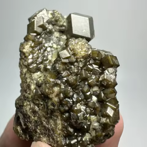 Natural Inner Mongolia Andradite mineral specimen + healing quartz crystals and stones rock gemstone