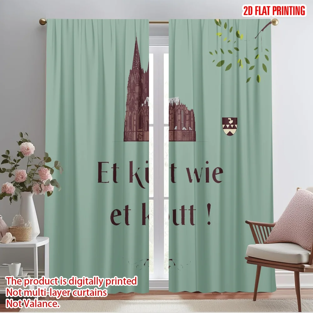 

2pcs 2D flat printing Curtains It comes as it comes 100% Polyester Fabric Without Electricity 0 for Indoor Celebrations Room