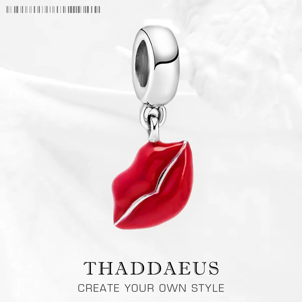 

Red Kissing Lips Charm Pendant Women Spring 925 Sterling Silver Fashion Jewelry Accessories Romantic Gift