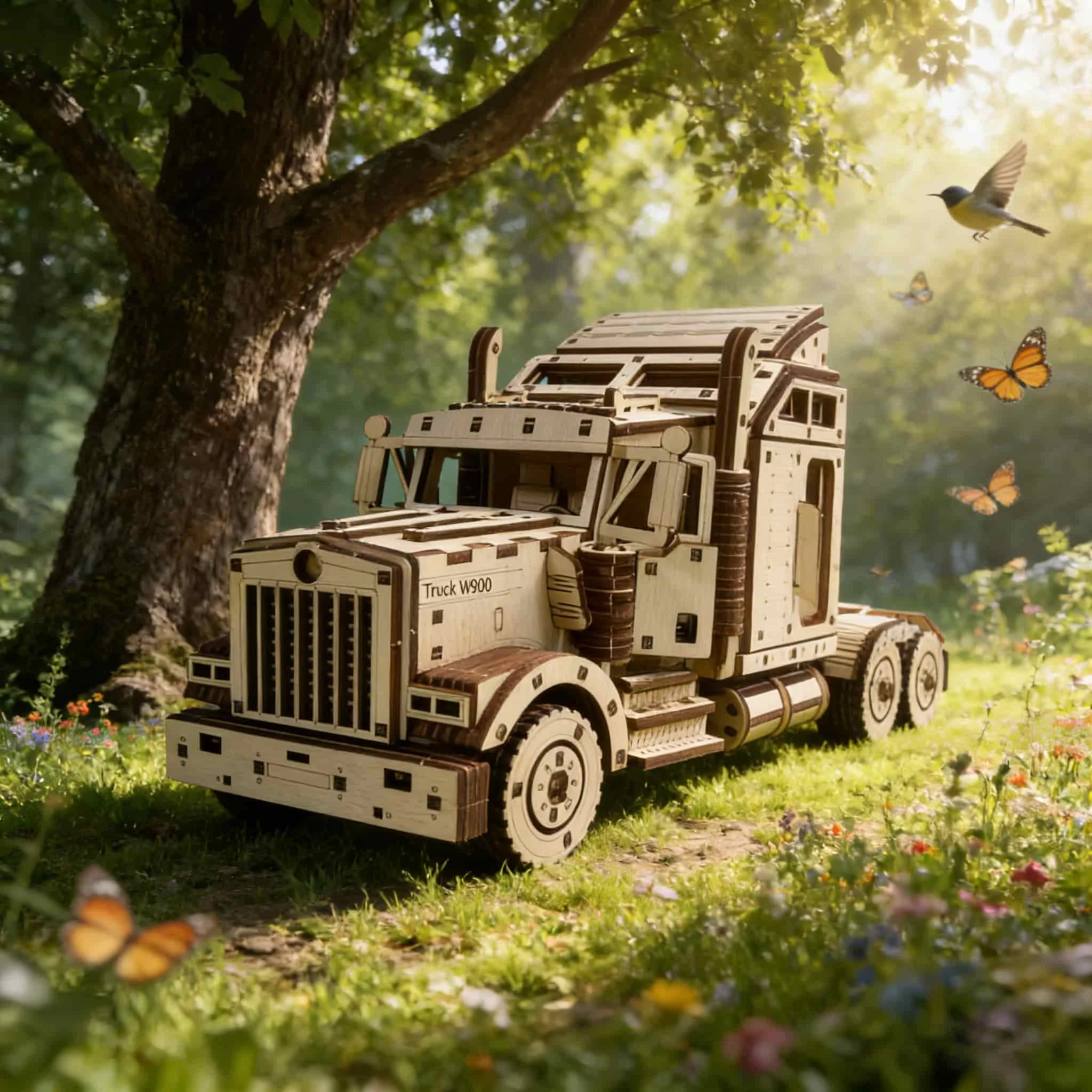 لغز خشبي ثلاثي الأبعاد لشاحنة أمريكية، نموذج مصغر، طقم نموذج للتركيب الذاتي، هدية يدوية الصنع، ديكور منزلي، لعبة تجميع