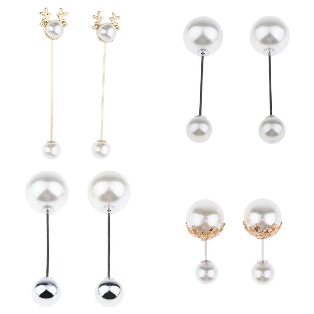 2 Pieces Retro Pearl Brooch Lapel Pin Corsage Suits Breastpin Women Wedding image 3