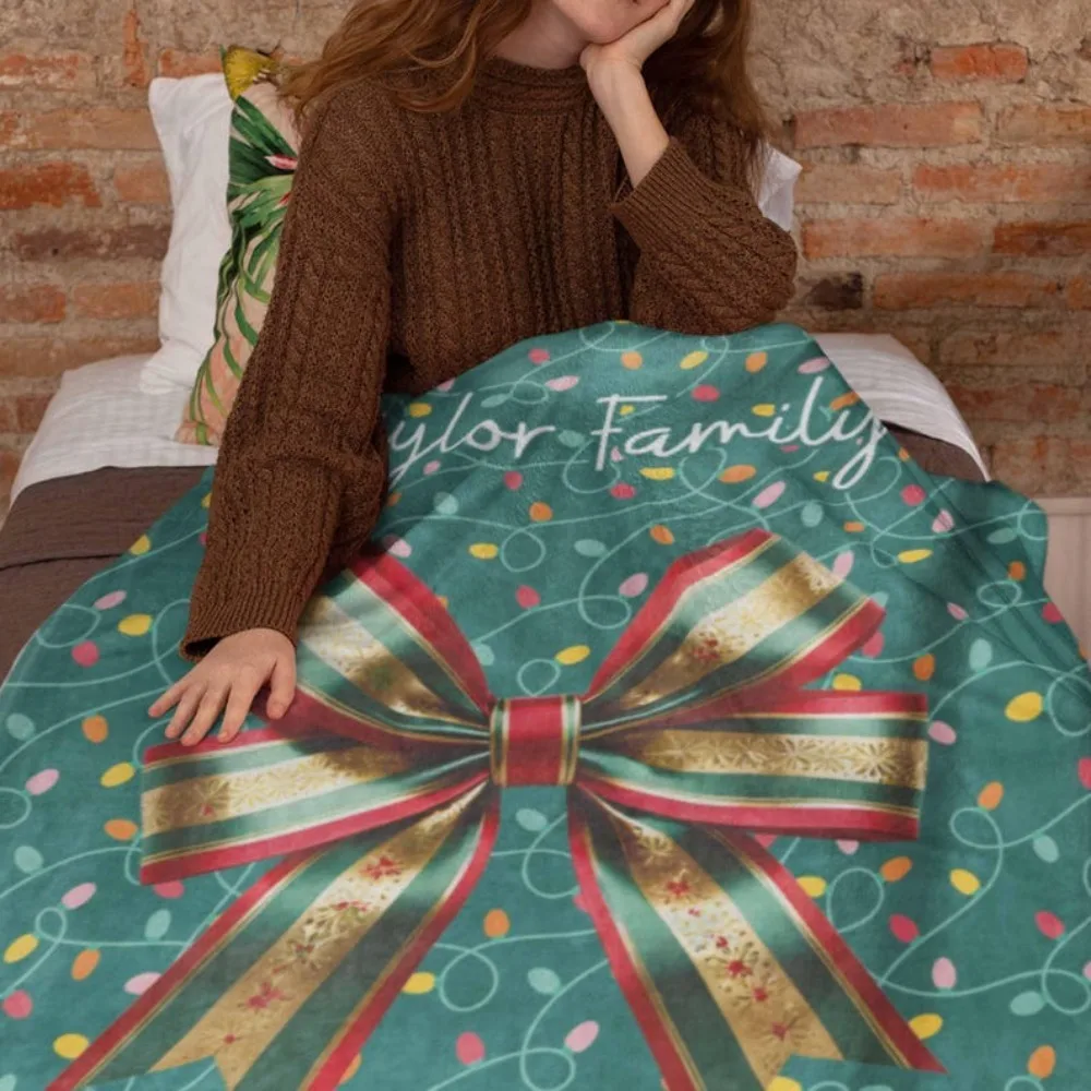 Персонализированное семейное рождественское одеяло разных размеров, 2D принт, тема снежного оленя, фланелевое одеяло, диван-кровать, подарок для сна, уютный