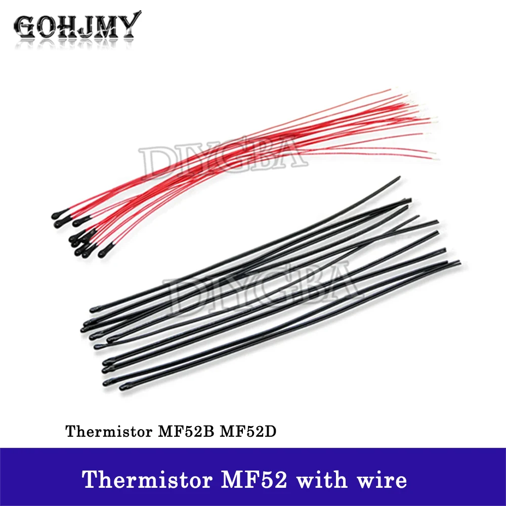 10 Stuks Ntc Thermistor Thermische Weerstand Mf52b Mf52d 10K 100K Sonde Riem Draad B3950 B3435 1% 10Cm Temperatuurregeling Sensor