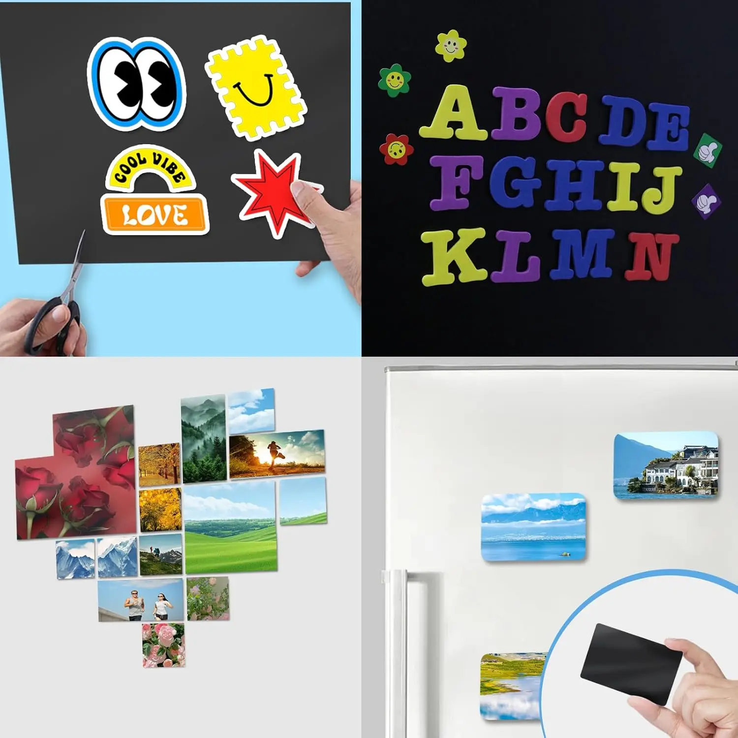 Paquete de 10 A4, tamaño de imagen de 8,3 "x 11,7", hojas magnéticas con respaldo adhesivo, imanes fotográficos para refrigerador, hoja magnética adhesiva