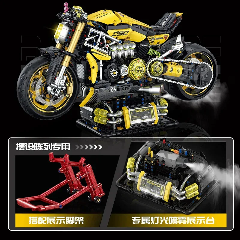 IN STOCK 60519 MOC Technical RC Motorcycle Building Blocks Model Locomotive Bricks Assembling Toys for Boys Christmas Gift Set