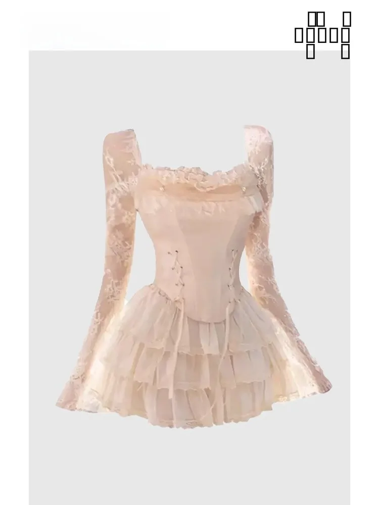 

Комплект HEZA: блузка с кружевными вставками и расклешенной юбкой палаццо с высокой талией, женский, больших размеров, в корейском стиле, для офиса, весна