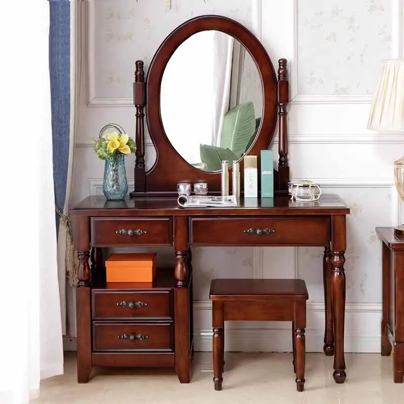 Brown Stool Mirror Dresser Eithe Drawers Girl Box Wooden Living Room Dressing Table Storage Hotel Comoda Pra Quarto Furniture