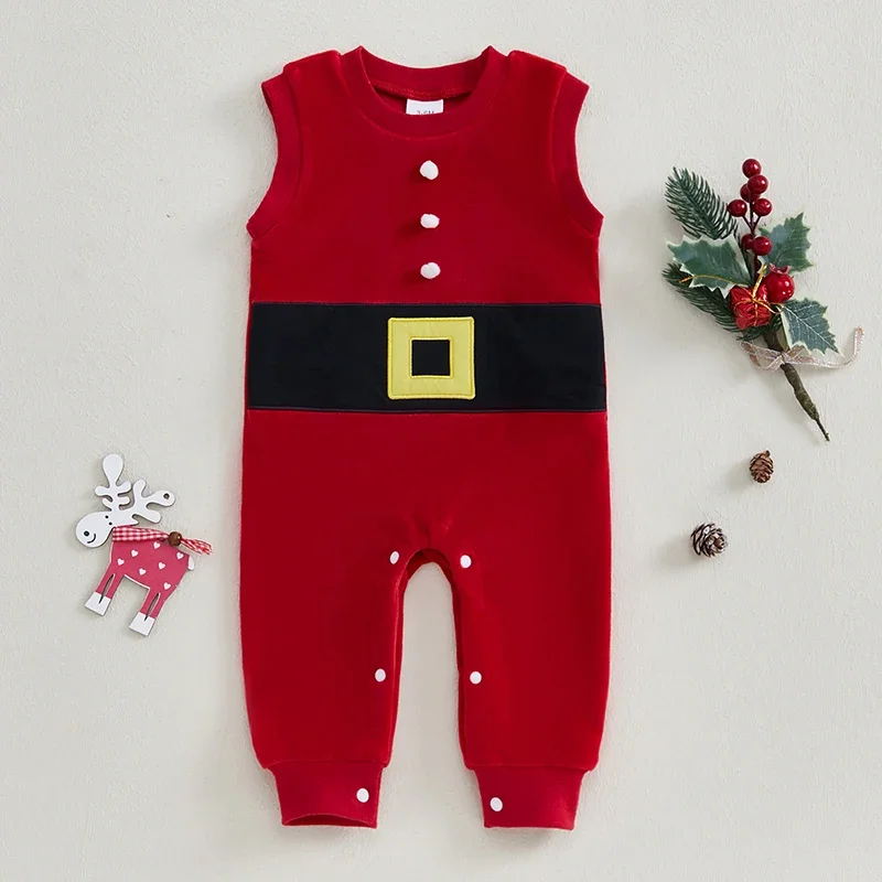 Toddler Kids Baby Christmas Fuzzy Rompers Reindeer Embroidery Crew Neck Jumpsuits Newborn Boys Girls Clothes