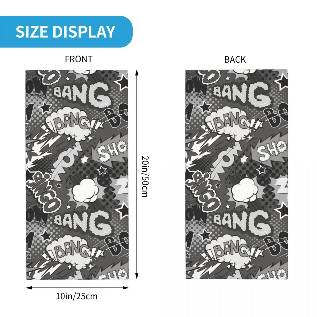 Comic Book Explosion Bandana Neck Gaiter Printed Motorcycle Motocross Graffiti Art Pattern Face Mask Running Adult Breathable