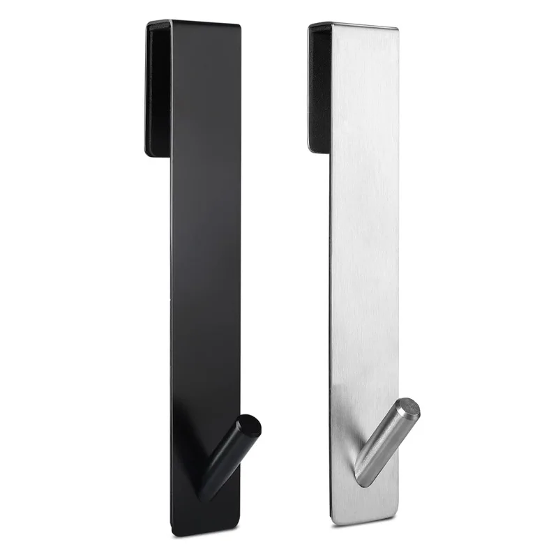

2pcs Metal Clothes Hook Hanging Glass Door With Stainless Steel Back Hanging Detachable Hanger Bathroom Non Perforated Hooks