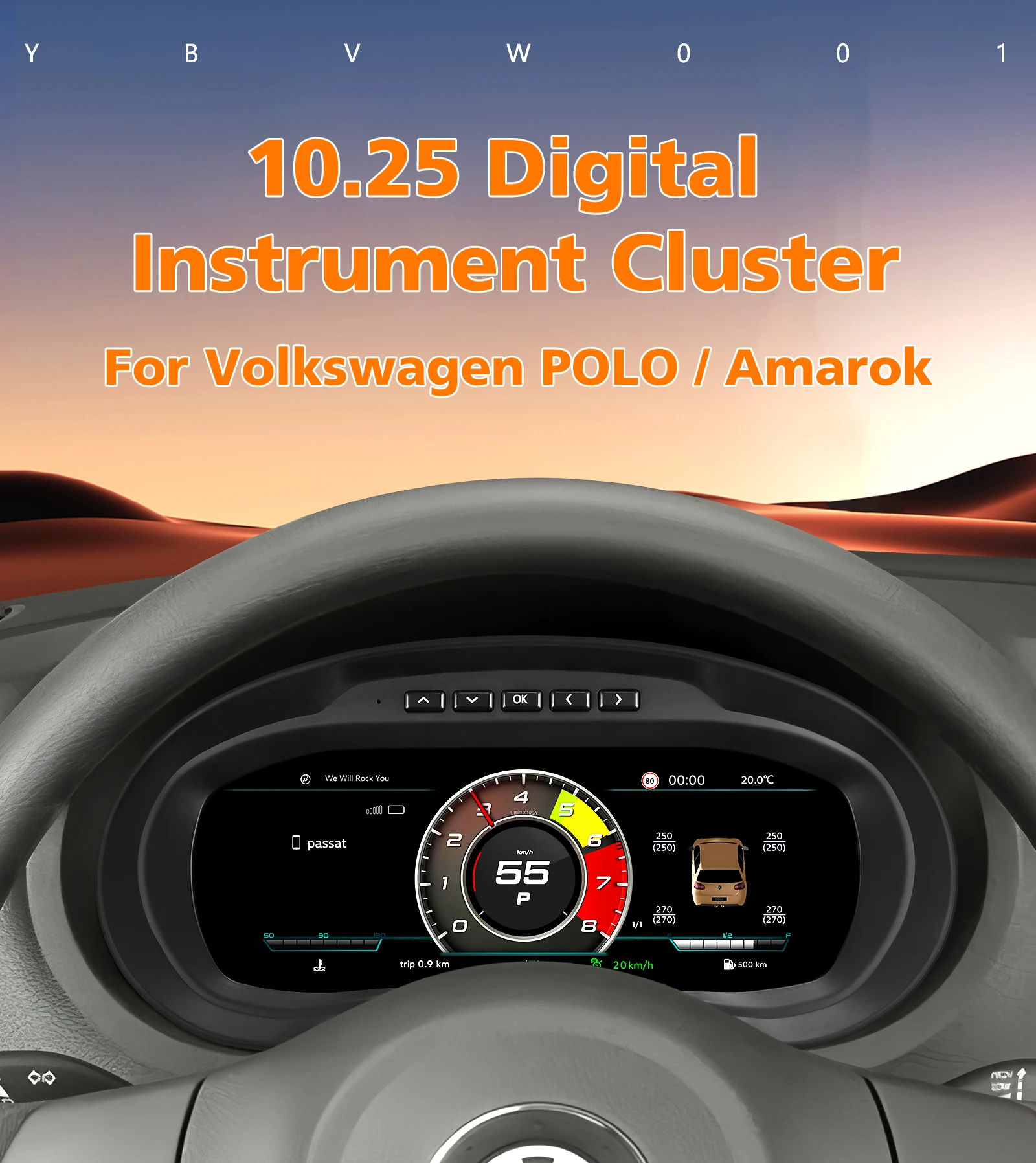 

10.25"Digital Dashboard Cluster For Volkswagen POLO 2012-2018 / Volkswagen Amarok 2011-2016 Virtual Cockpit Carplay Android Auto