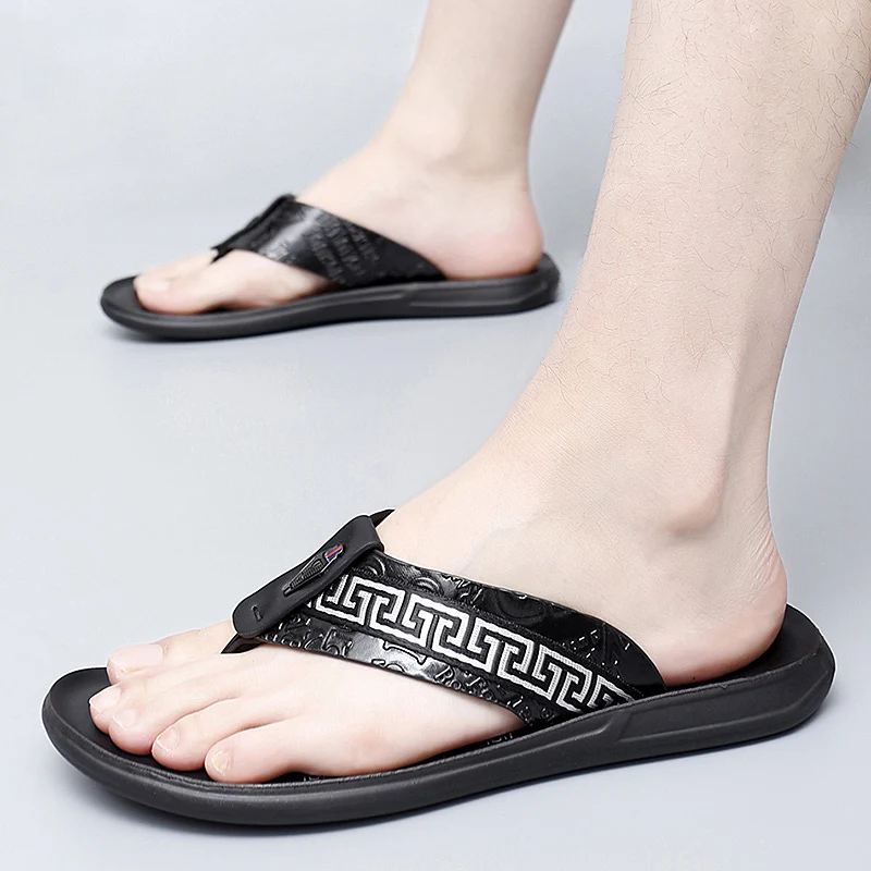 2024 Summer Shoes Men\'s Slippers Casual Beach Slippers Mens Mesh Sandals Summer Men\'s Shoes Mens Slippers